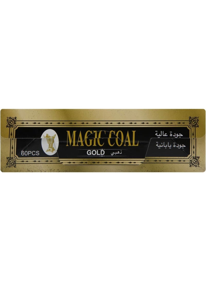 Magic Coal For incense Burner Bakhoor Charcoal - Easy Ignition - (60 Pcs) Gold - Image 3